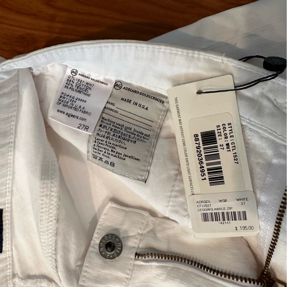 NWT AG jeans white ankle zip - Picture 4 of 9